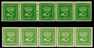 F174 a1-ppr resp a3-ppr. Två välcentrerade postfriska 5-strip. F 2400 kr
