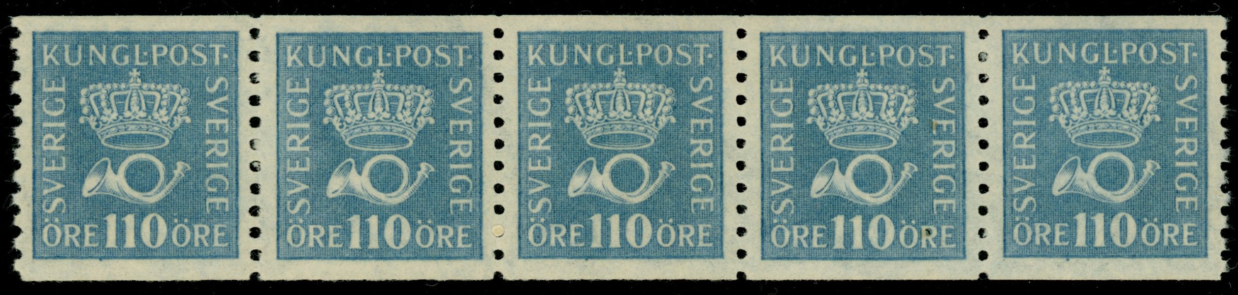 F169cxz. Postfriskt 5-strip, prakt. F 1750 kr+