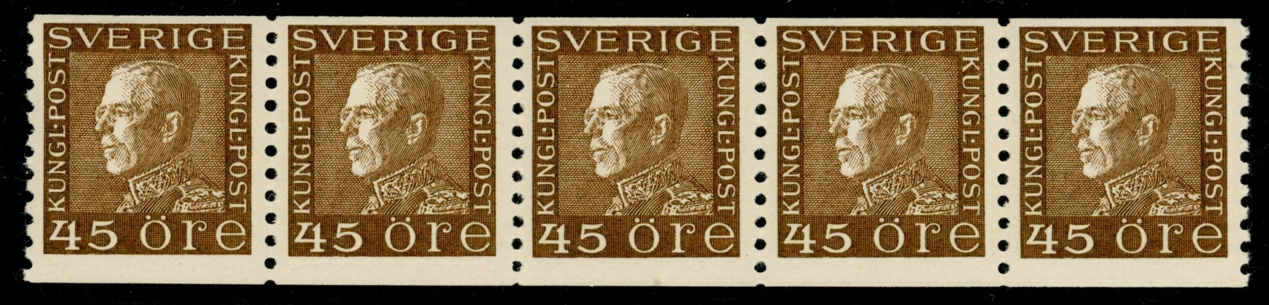 F191 a3-ppr. Postfriskt 5-strip. F 500 kr
