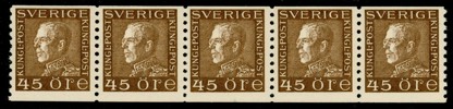 F191 a3-ppr. Postfriskt 5-strip. F 500 kr