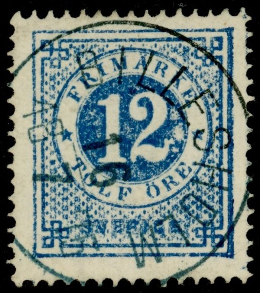 F21. BILLESHOLM 16.7.1875 BLÅ stämpel. Postal 800 kr