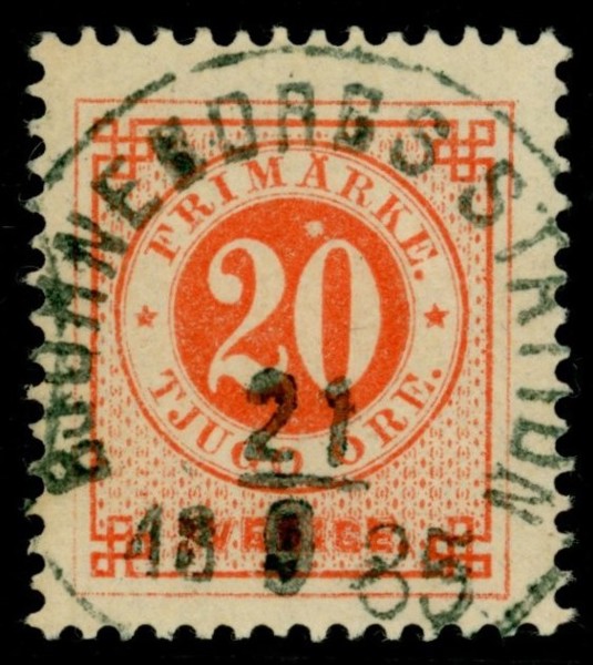 F33. Grönsvart stpl BJÖRNEBORGS STATION 21.9.1885