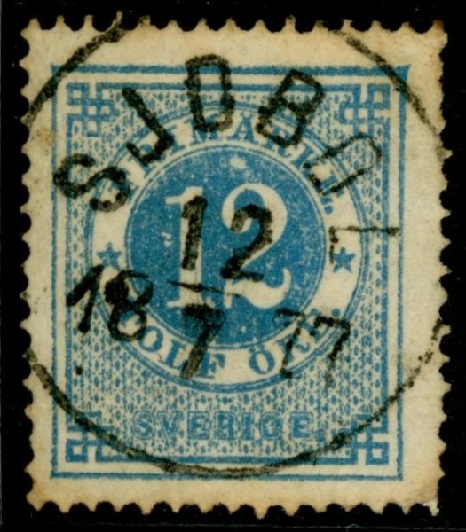 F21p. SJÖBOL 12.7.1877. Nyanserat och sign O.P. Smärre åldersfläckar.