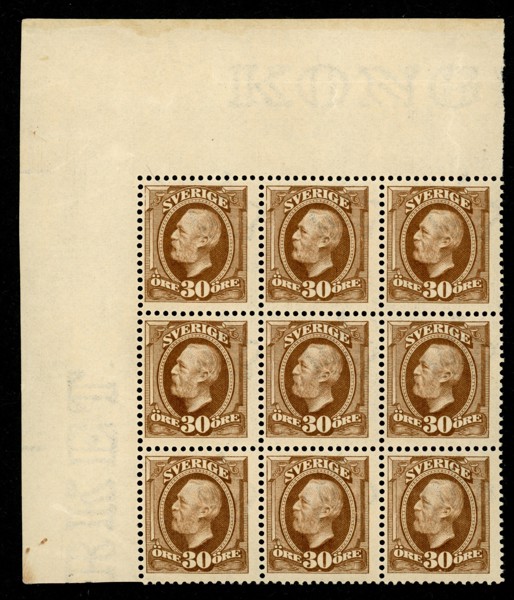 F58. Postfriskt hörn-9-block. F 14400 kr