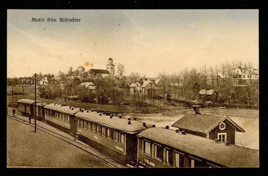 Motiv från Björsäter, med tåg. Postgånget -24.