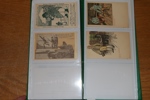 Album med 41 äldre vykort, till stor del något "bättre" kort. Bl.a. tre tidningskort, fyra stk OS-1912-relaterade, några på enstöringar i glesbygden etc. Alla kort avbildade.