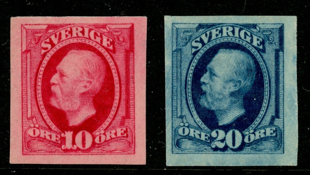 F54v1 + 56v1. Två OTANDADE ex. Ostämplat, 10 öre möjligen xx.
