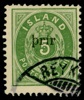 F37. Påtryck stort "þrir", stpl ex. Attest Kaiser. F 7500 kr