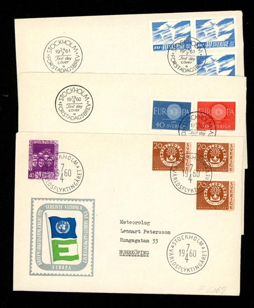 Lot tre FDC med likadan vinjett "FN"