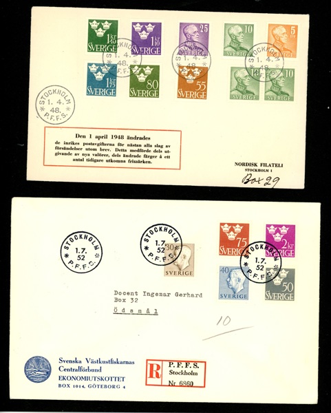 1.4.48 och 1.7.52. Lot två bättre FDC med bruksmärken