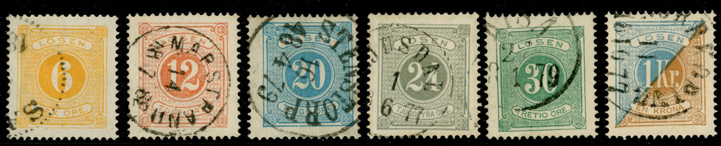 Lösen. Lot sex fräscha, välcentrerade märken i tandning 14. F ca 2300 kr