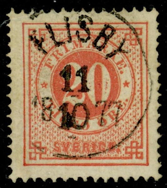 F23. FLISBY 11.10.1877. AB-praktex av dubbeltrycket 20 på 20 öre!