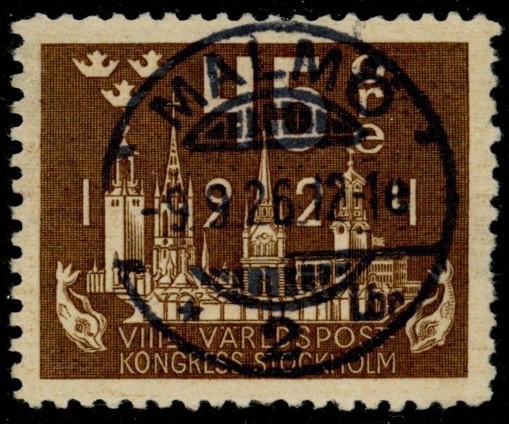 F204. MALMÖ 9.9.26. Perfekt stpl och centrering men kt.