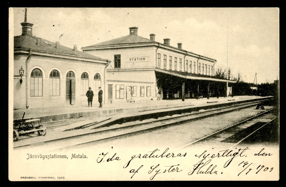 Järnvägsstationen Motala, postgånget 1903