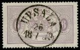 Tj4. UPSALA 26.7.1879. Minimalt lagat riss upptill, men ett ovanligt vackert märke!