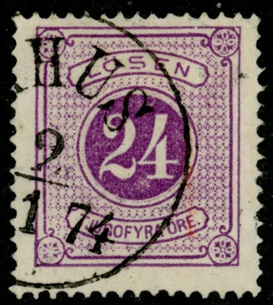 L7a. Fräscht och välcentrerat ex stämplat (Å)HUS 2.1.XX74 dvs ANDRA DAGEN. Mycket tidig stämpel och ett intressant objekt!