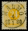 F34. MALMÖ 4.1.1880. Ovanligt välcentrerat och vackert, men med en kort tandspets nedtill.
