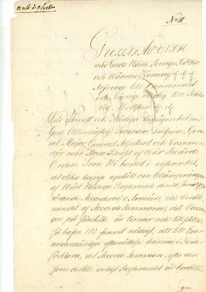 Kungliga autografer. Två brev från år 1800 resp 1818, egenhändigt undertecknade av kung Gustaf IV Adolf resp Carl XIV Johan.