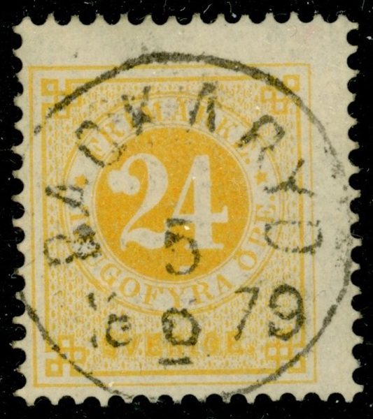 F34. BACKARYD 5.9.1879. Felfritt ex med lyxstämpel.