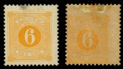 L14v2. Ostämplat ex (tunn fläck), med den sällsynta varianten "rättvänt tryck på båda sidor". Trots defekt ett ovanligt frimärke! (F 13000 kr)