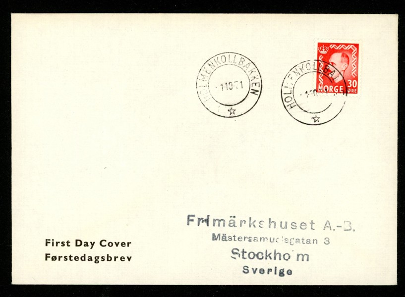 F392. FDC HOLMENKOLLBACKEN 1.10.51. Facit 1200 kr