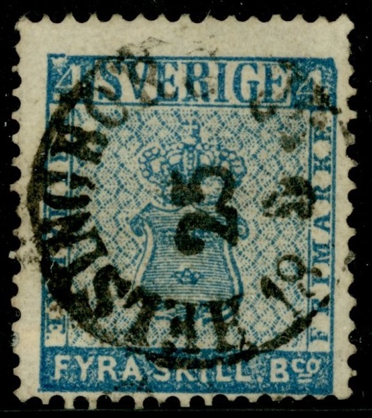 F2. Bågstämpel HELSINGBORG 25.5.1858 sidvänd.
