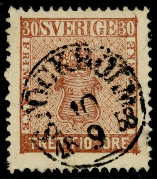 F11b. STOCKHOLM 10.9.1858. Felfritt praktexemplar, ovanligt i den här kvaliteten.