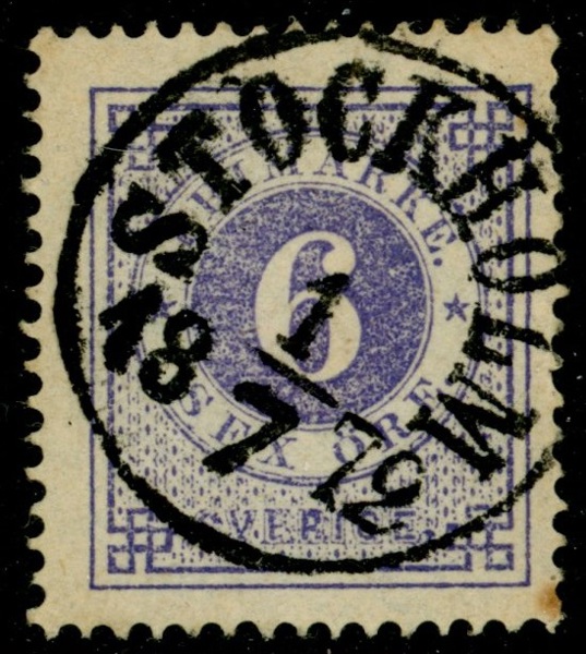 F20b. STOCKHOLM 1.7.1872. Skarpt avtryck FÖRSTA DAGEN för ringtypmärkenas införande. Raritet och utställningsobjekt! Fåtal kända. Kanske rentav vackraste kända ex?