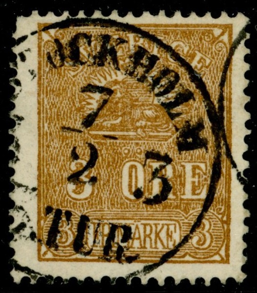 F14Aa. 3 öre typ 1. Stämplat ex, obet kht. F 5500 kr