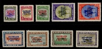 F19-27. Danmark befriet, postfrisk serie (9). F 10000 kr
