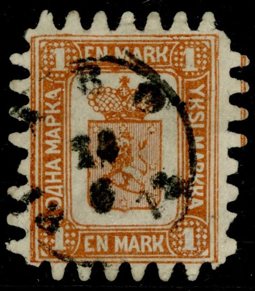 F10C3. Stämplat ex med några korta tänder, men ett hyfsat ex, vackert stämplat ÅBO 14.6.1873. F 2000 kr+