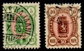 F33+34. Stämplat 5 och 10 Mk "tretaliga". F 1400 kr
