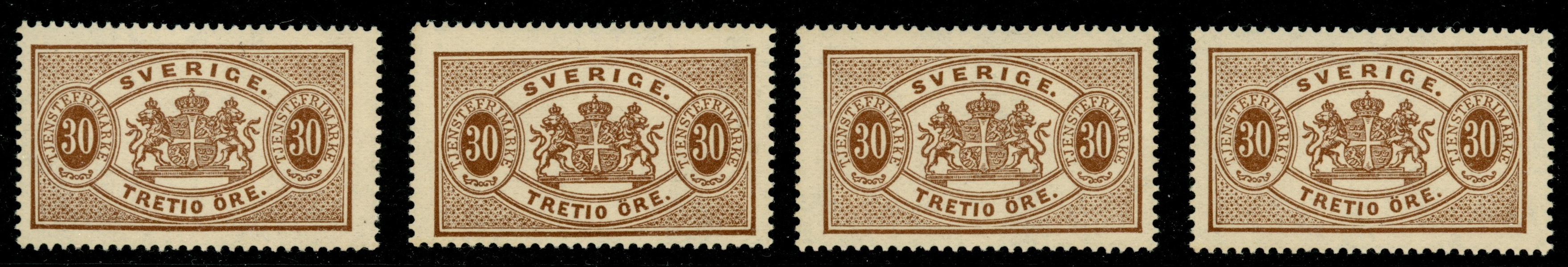 Tj21. Lot fyra postfriska, fräscha ex. Minst ett kan väl räknas som prakt. F 2400 kr+