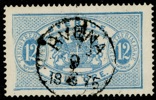 Tj5v. HVENA 9.6.1875. Mycket intressant exemplar med saknat tryck t.v. Vad jag kan se är det inte skadat utan en verklig tryckdefekt.