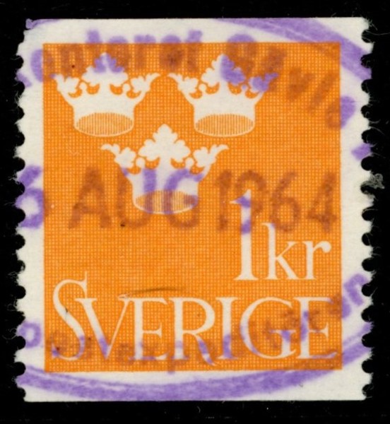 F294. Oval expeditionsstämpel Postkontoret Gävle 6 AUG 1964. Liten hörndefekt.