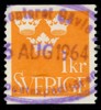 F294. Oval expeditionsstämpel Postkontoret Gävle 6 AUG 1964. Liten hörndefekt.