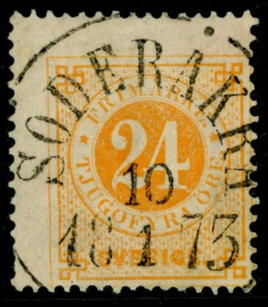 F24. SÖDERÅKRA 10.1.1873. Ktt men en fantastisk stämpel!