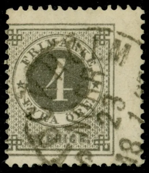 F42v. Ovanligt snedcentrerat ex, ovanligt på posthorn-utgåvan.