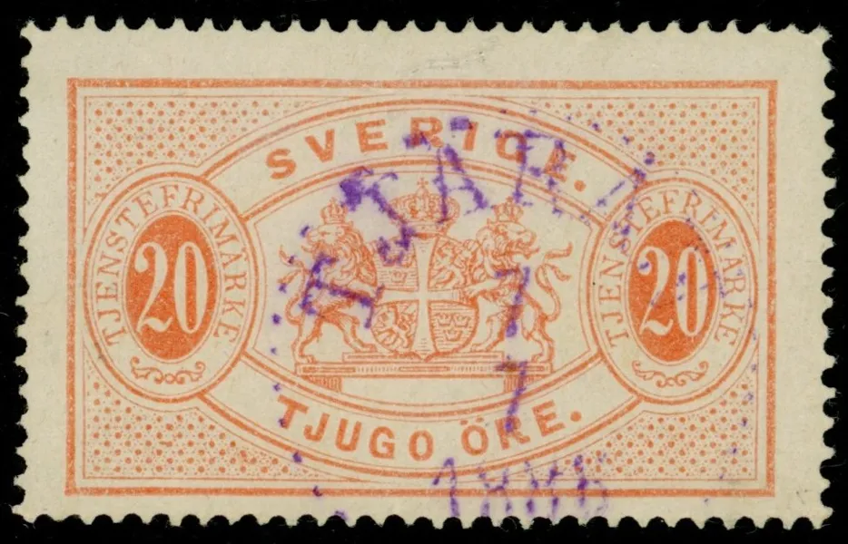 Tj6. TJÄRAN 7.7.1888 i violett. Ovanlig stpl.