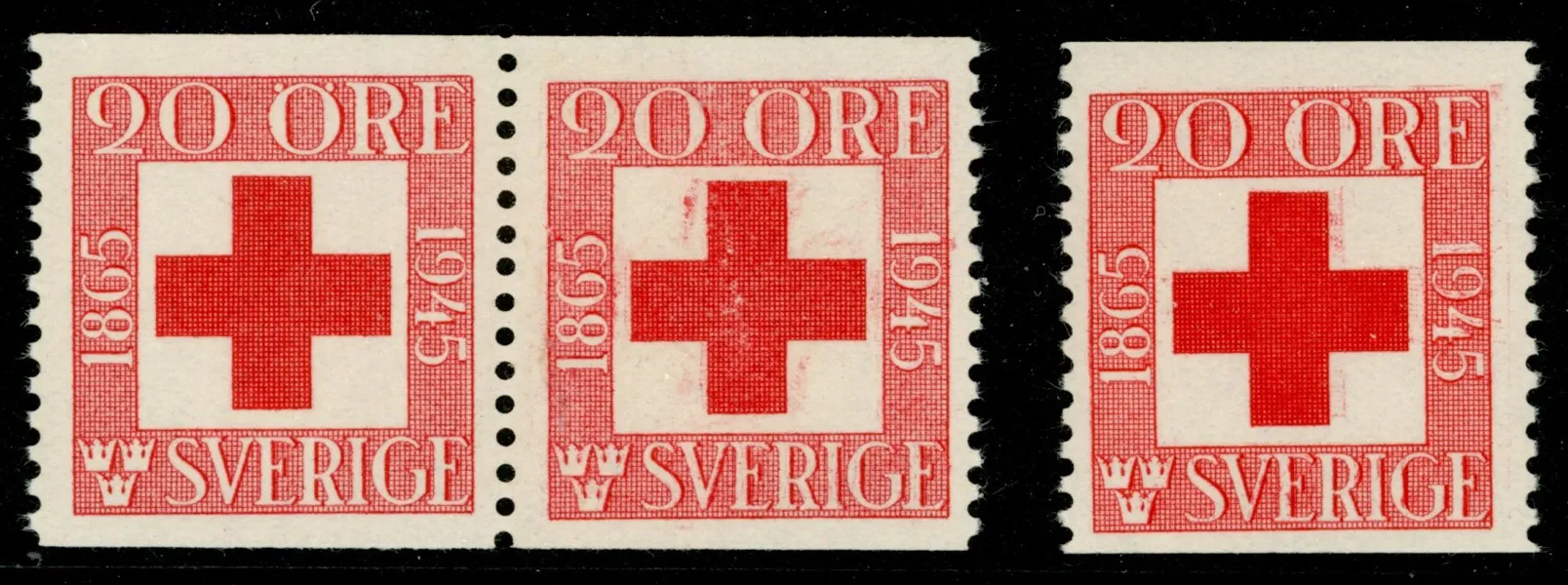 F358A PI + PII. Postfriska märken med variant "skuggning runt korset resp skuggning till höger om korset"