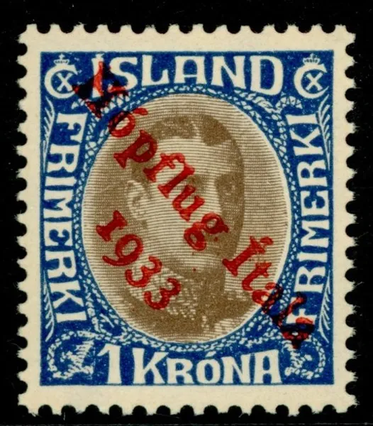 F165. 1 kr "Hopflug Itala", postfriskt lyxexemplar. Attestkopia Grönlund. F 5500 kr+