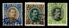 F155-57. Tre stämplade högvalörer inkl 10 kr, täta linjer. F 2565 kr