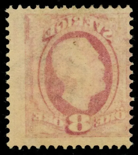 F53v2. 8 öre med kraftigt spegeltryck, postfriskt ex. Ovanligt objekt.