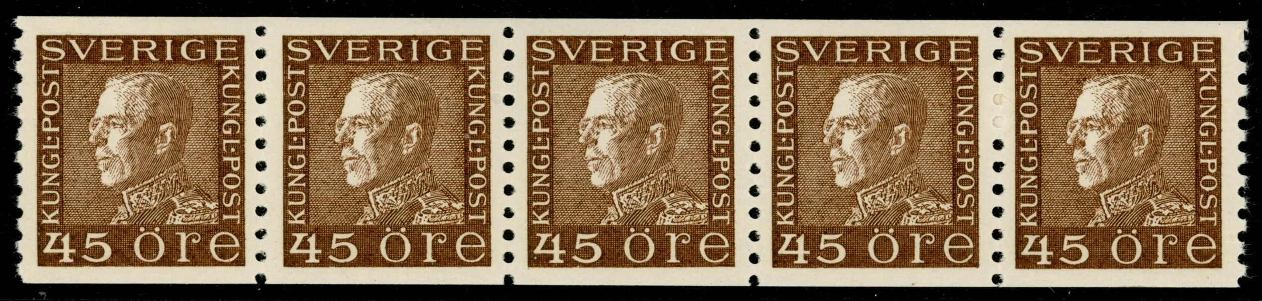 F191 a3-ppr. Postfriskt 5-strip, prakt. F 500 kr+