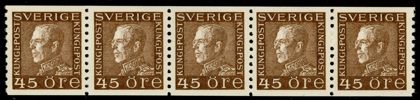 F191 a3-ppr. Postfriskt 5-strip, prakt. F 500 kr+