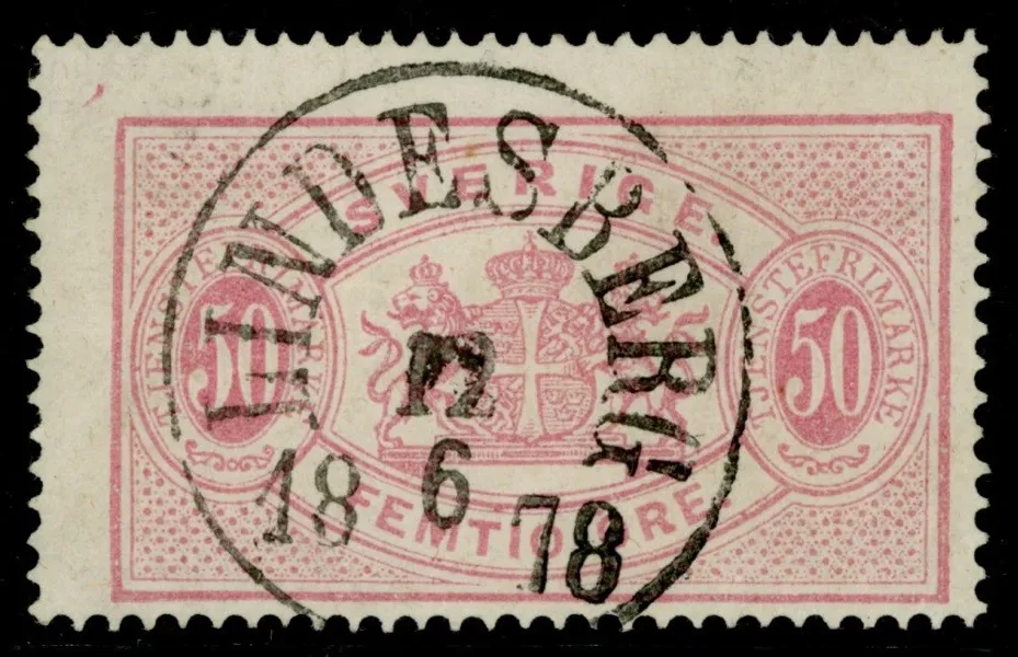 Tj9. LINDESBERG 12.6.1878. Fräscht märke, något sned centrering.