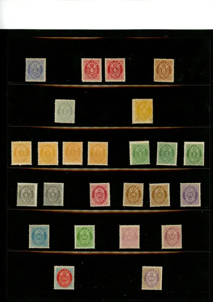 Mycket välfylld samling ostämplat 1873-1960 på 15 visirblad + 4 blad dubbletter.