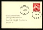 Fk24. Frankokuvert 15 öre röd som FDC MALMÖ 1 1.4.58