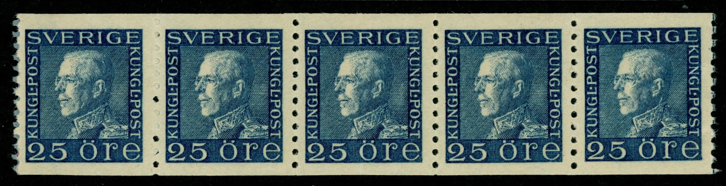 F183a. Postfriskt 5-strip. Ett ex ändmärke på rullen, samt några smärre veck. F 2250 kr