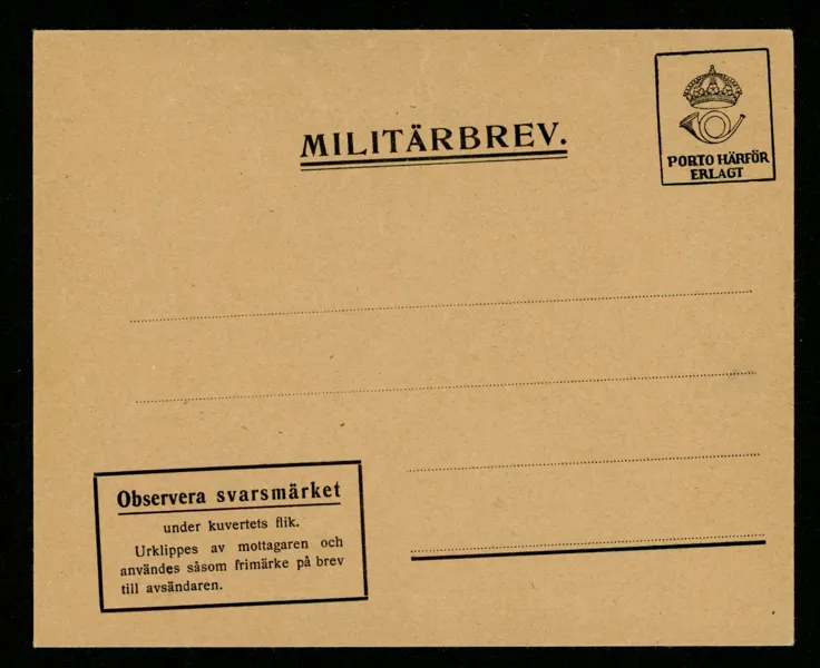 M1. Intressant obeg brev som blivit snett vid tillverkningen. Ovanligt objekt!